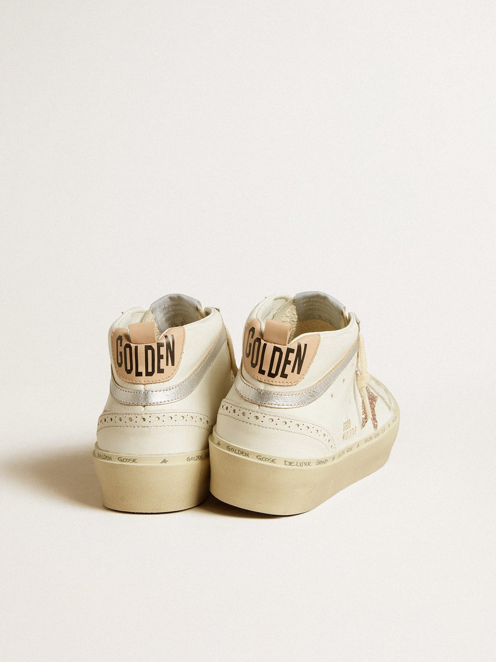 Mid Star with glitter star and metallic silver leather flash| Golden Goose