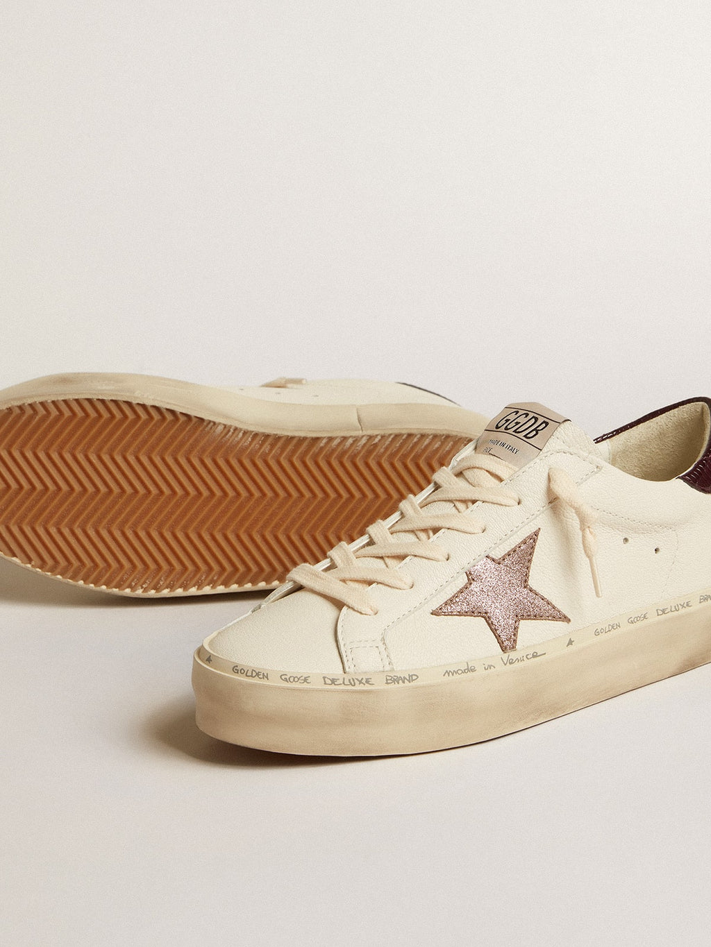 Women's Hi Star LTD in nappa with glitter star and lizard-print heel tab| Golden Goose