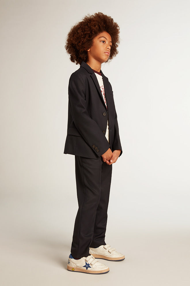 Boys' pants in dark blue wool| Golden Goose