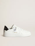 Purestar in white leather with tone-on-tone star and heel tab in black Swarovski crystals| Golden Goose