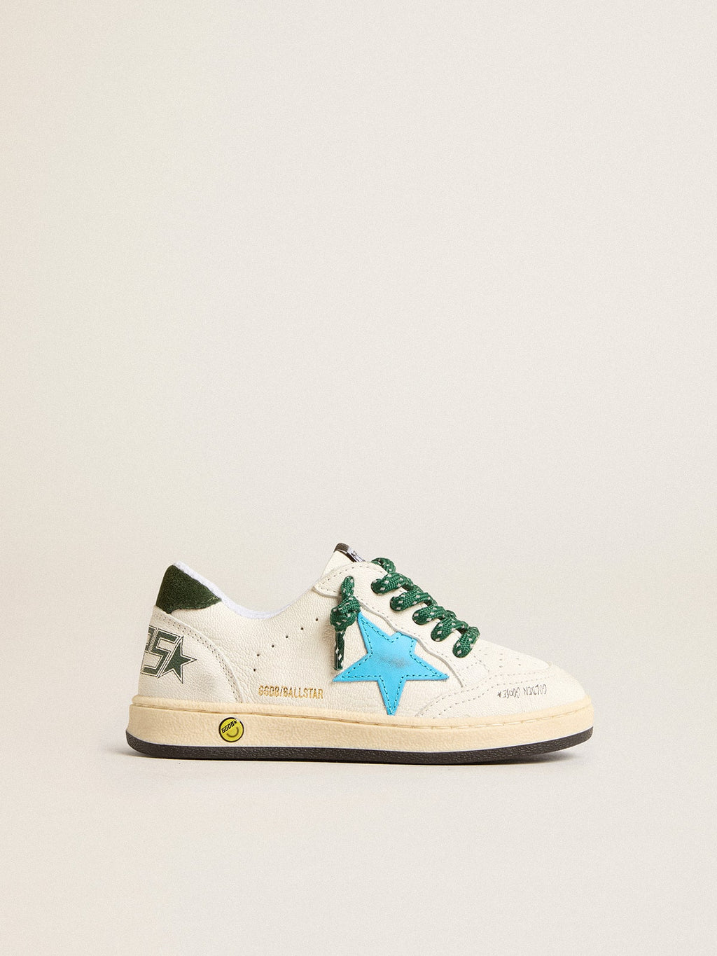 Young Ball Star with turquoise star and green suede heel tab| Golden Goose