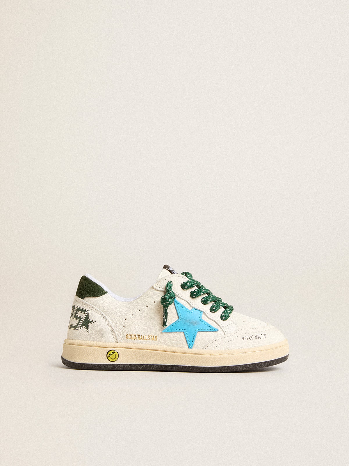 Young Ball Star with turquoise star and green suede heel tab| Golden Goose