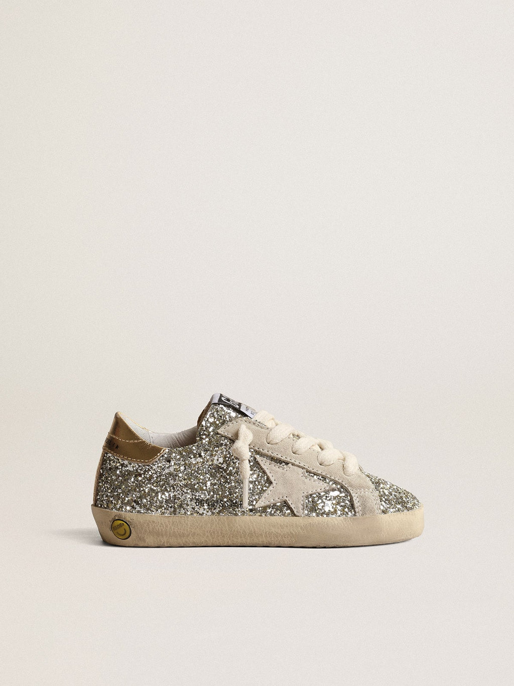 Super-Star Young in glitter with a suede star and gold heel tab| Golden Goose