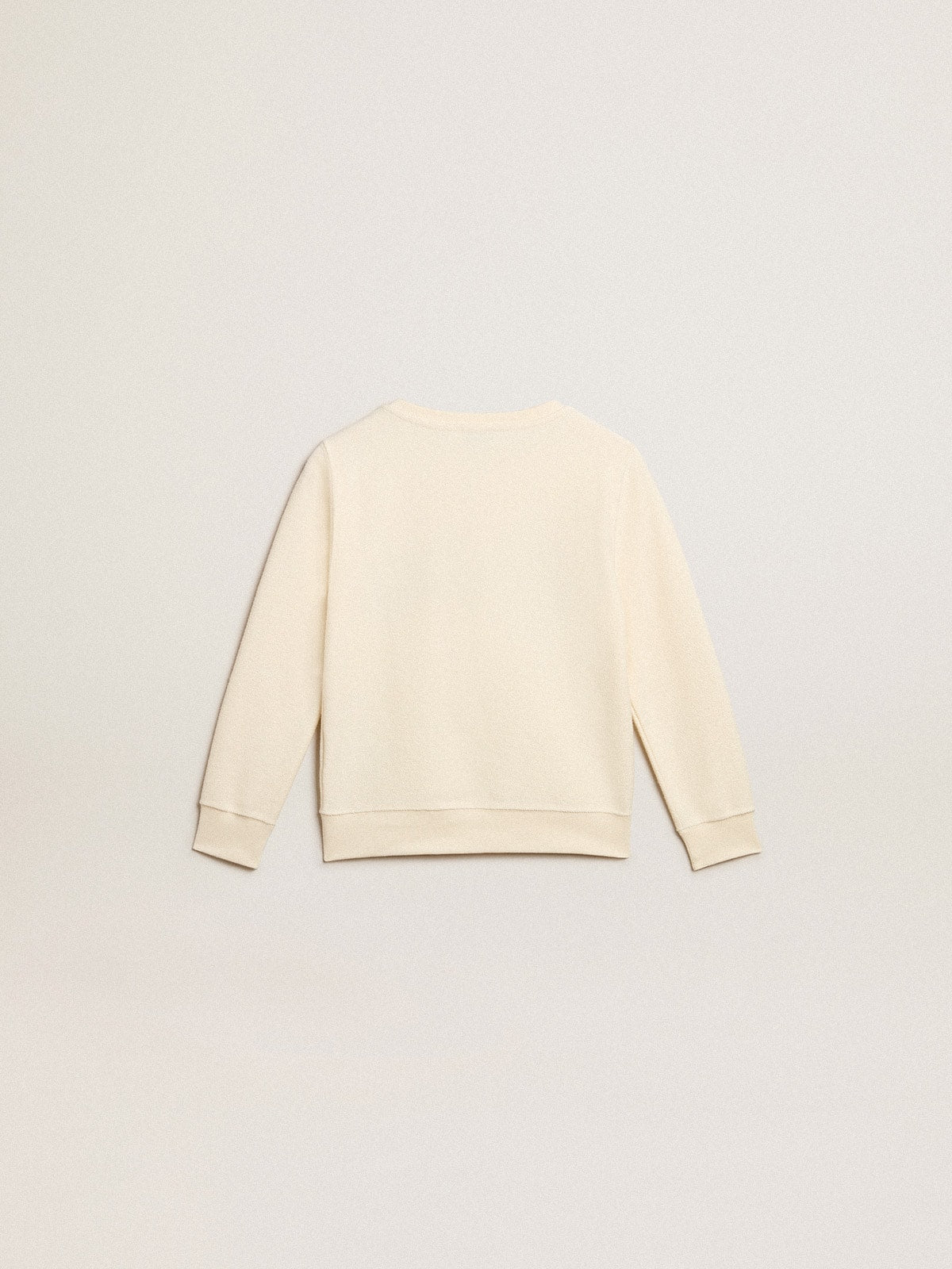 Sweatshirt in aged white with multicolor Golden lettering on the front| Golden Goose