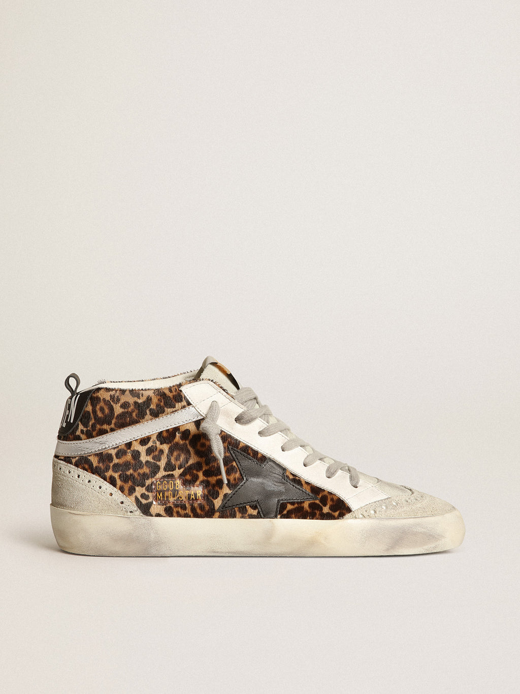 Women's Mid Star in leopard print pony skin with black star| Golden Goose