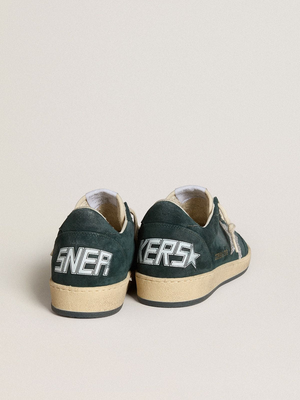 Ball Star in green suede with silver glitter star| Golden Goose