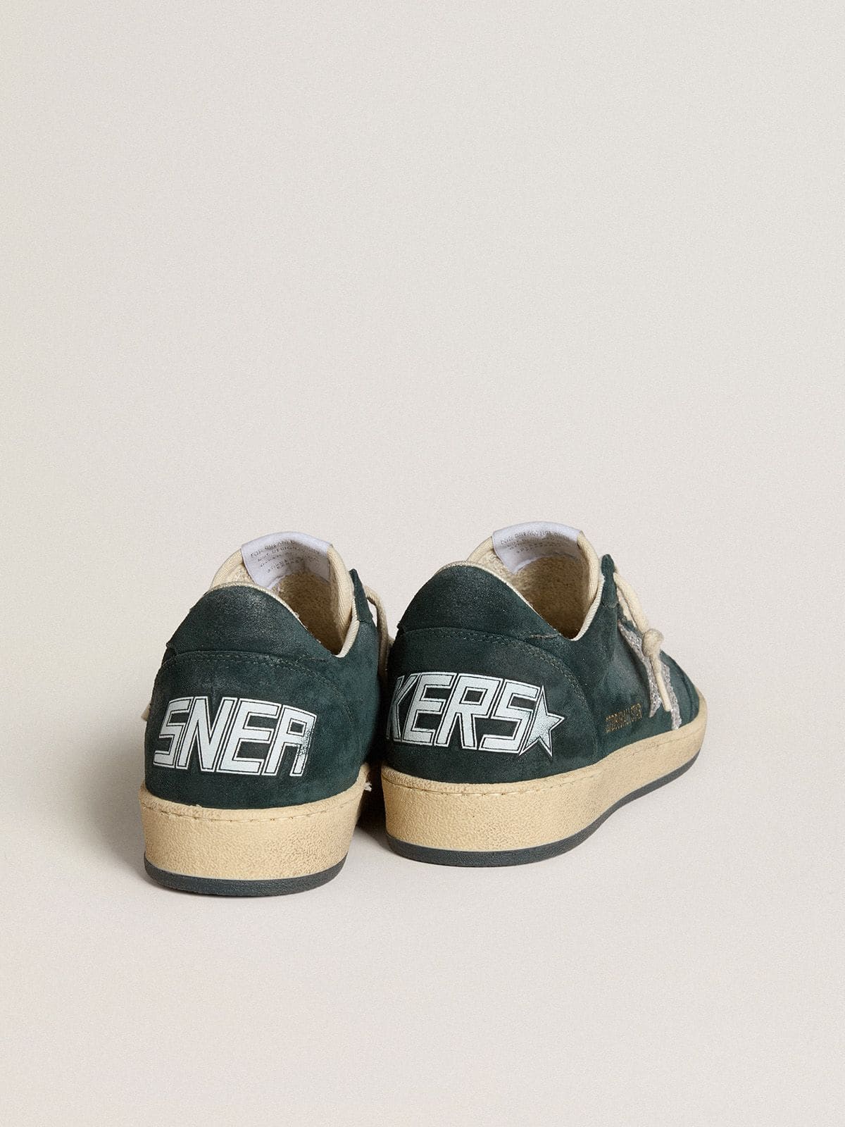 Ball Star in green suede with silver glitter star| Golden Goose