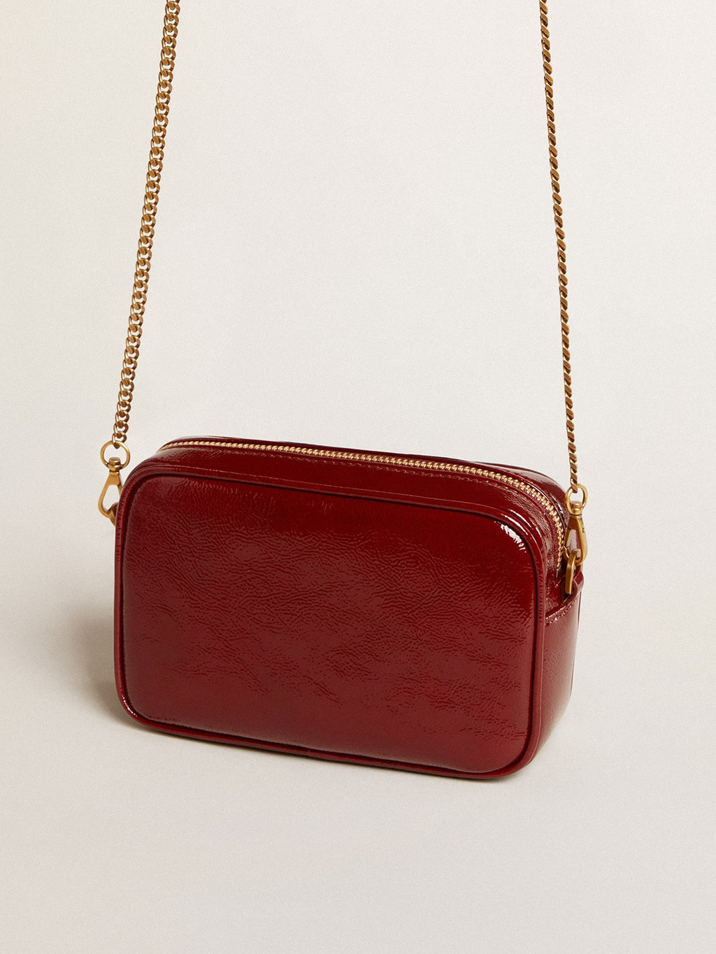 Mini Star Bag in burgundy patent leather with tone-on-tone star| Golden Goose