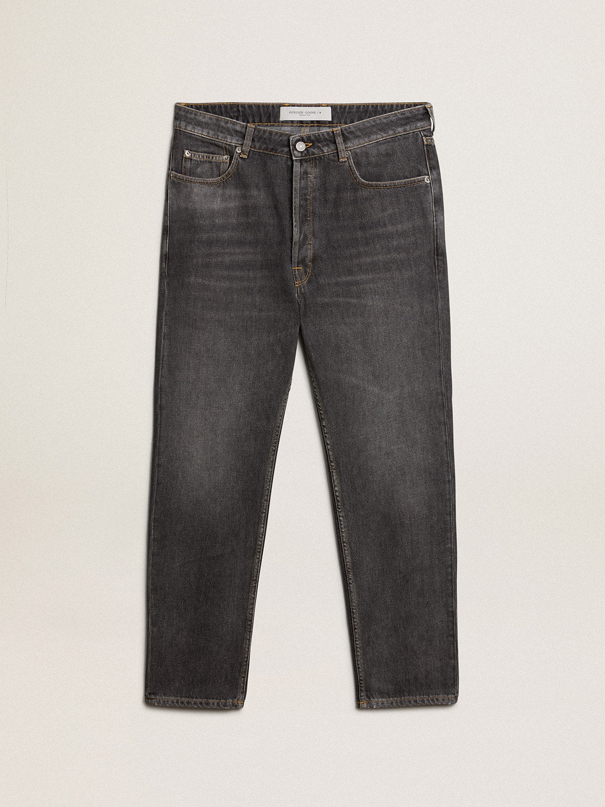 Men's black jeans with printed pocket| Golden Goose