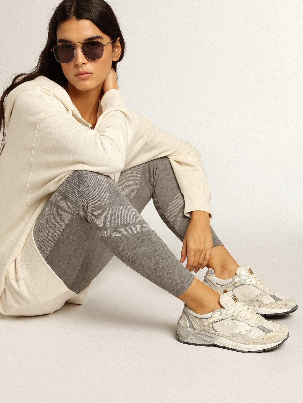 Women's Dad-Star in white mesh and suede| Golden Goose