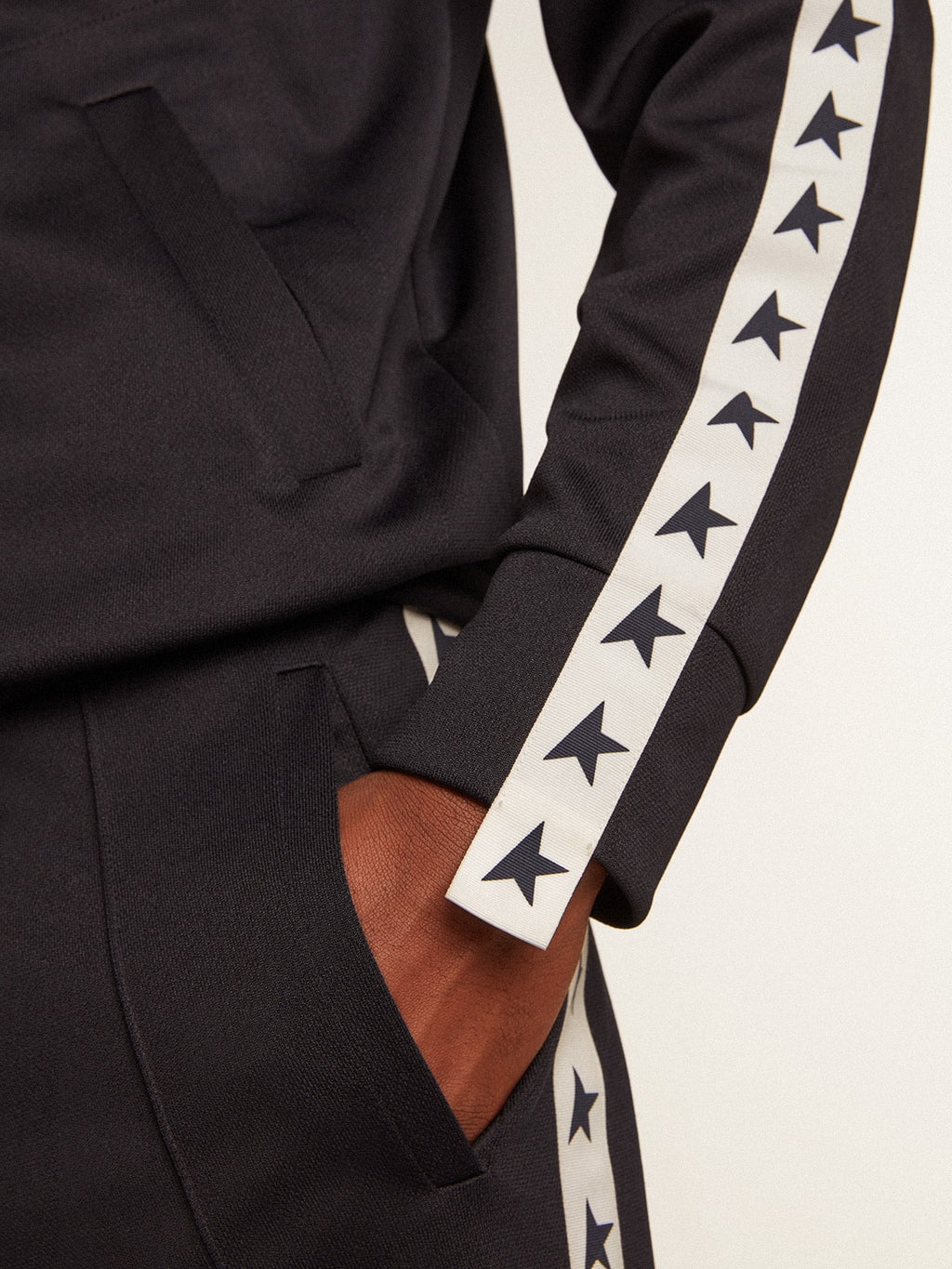 Dark blue sweatshirt with white strip and contrasting blue stars| Golden Goose