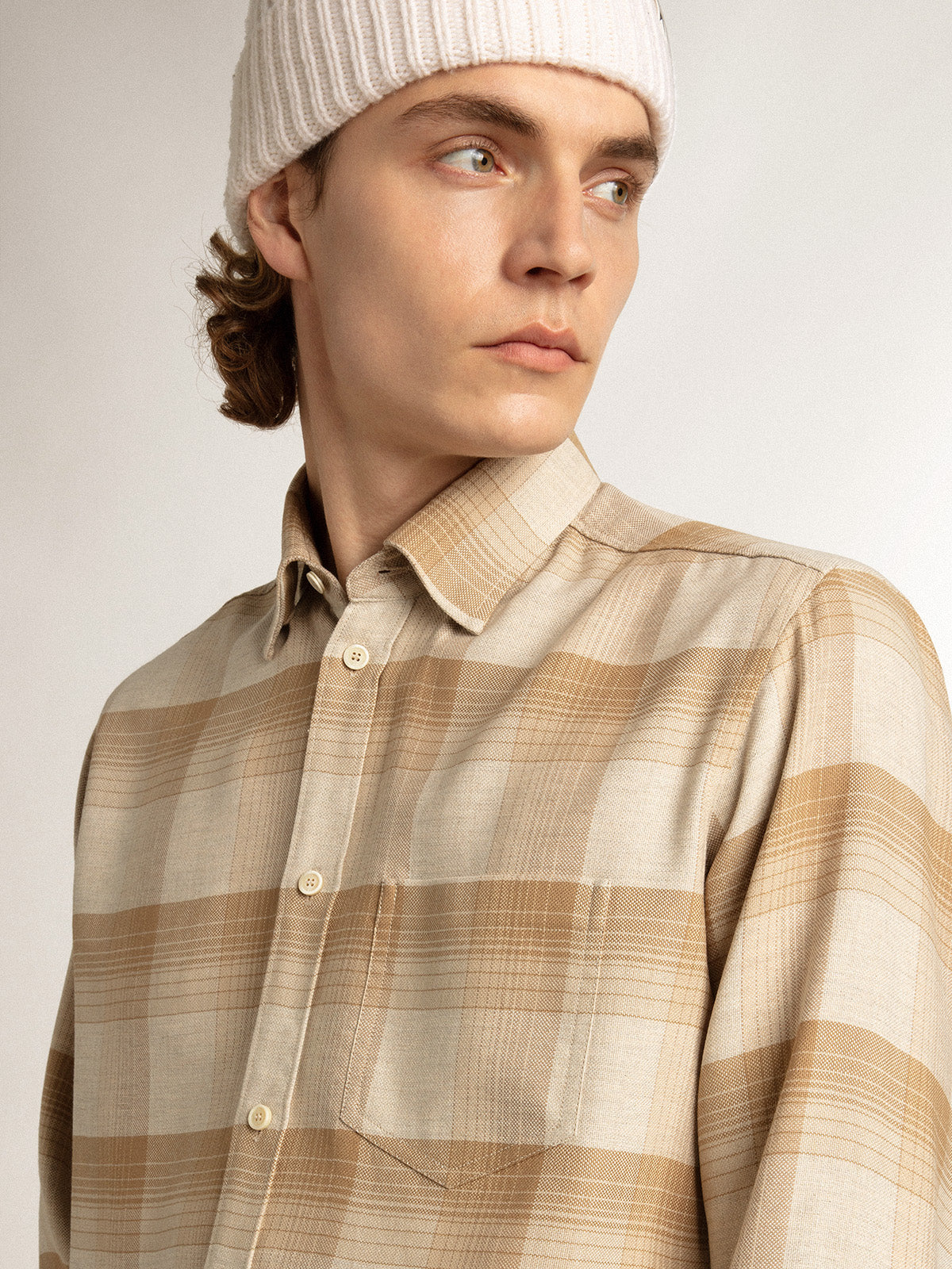 Pepper and dark sand slim-fit shirt| Golden Goose
