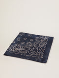 Denim-blue Golden Collection scarf with paisley pattern| Golden Goose