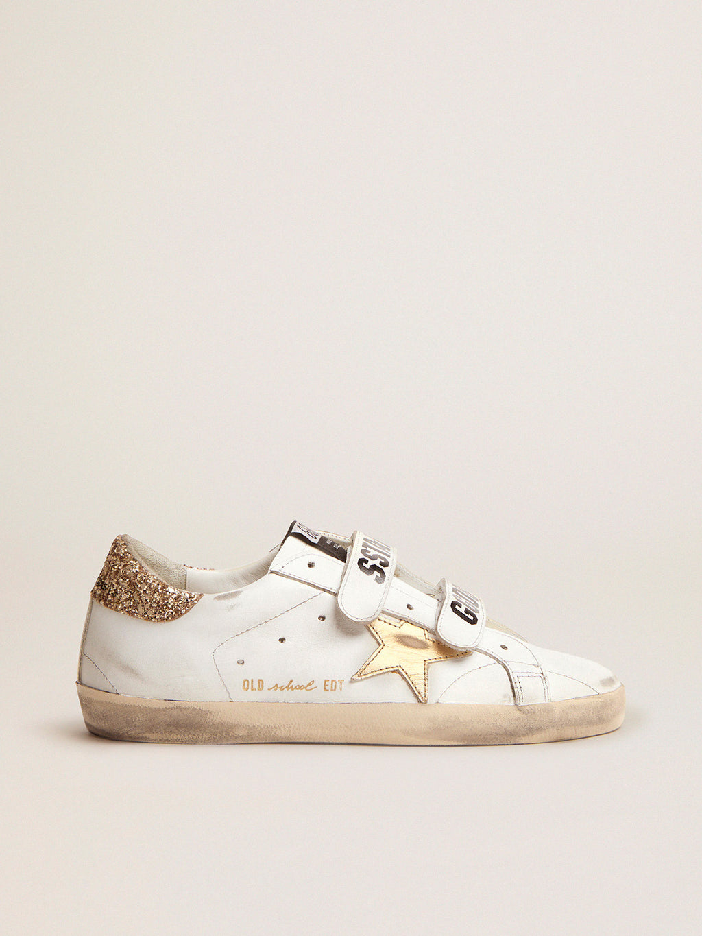 Women's Old School with gold star in laminated leather| Golden Goose
