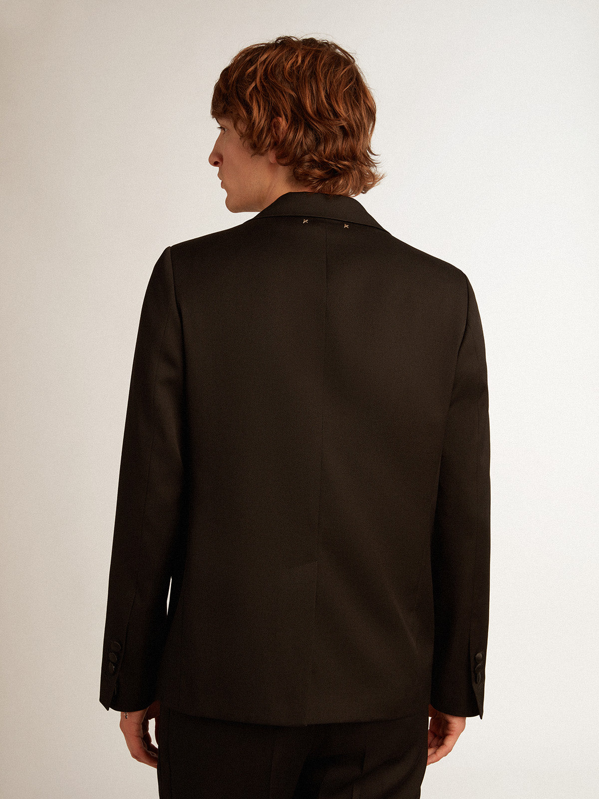 Men's tuxedo jacket in black wool gabardine| Golden Goose