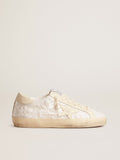 Super-Star LTD in white sequins with leather star and embroidery| Golden Goose
