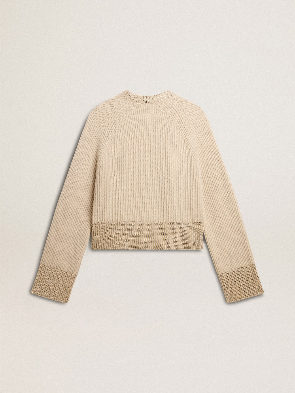 Women's boxy sweater in wool with hotfix crystal decoration| Golden Goose