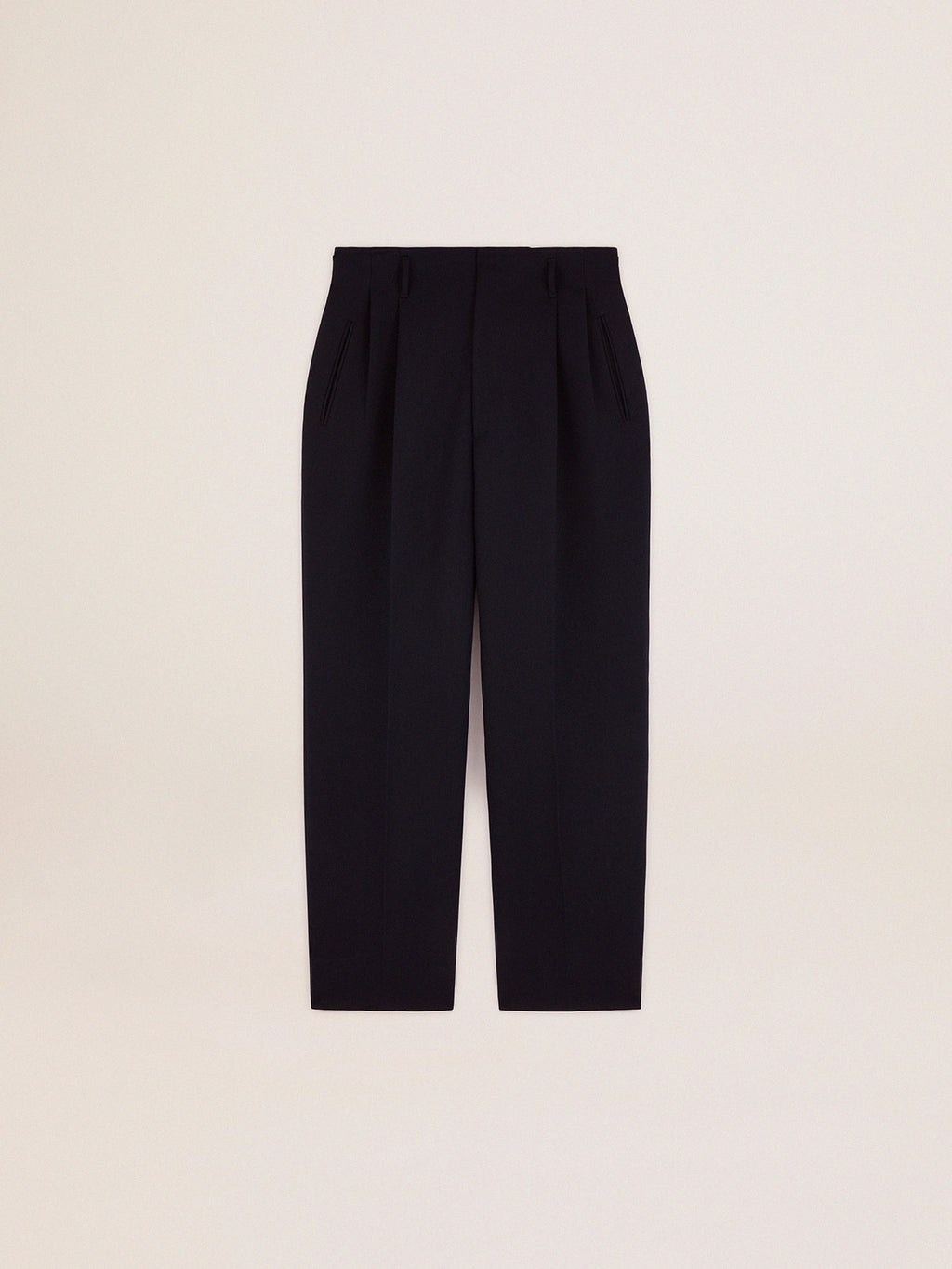Men's wide leg pants in dark blue wool| Golden Goose