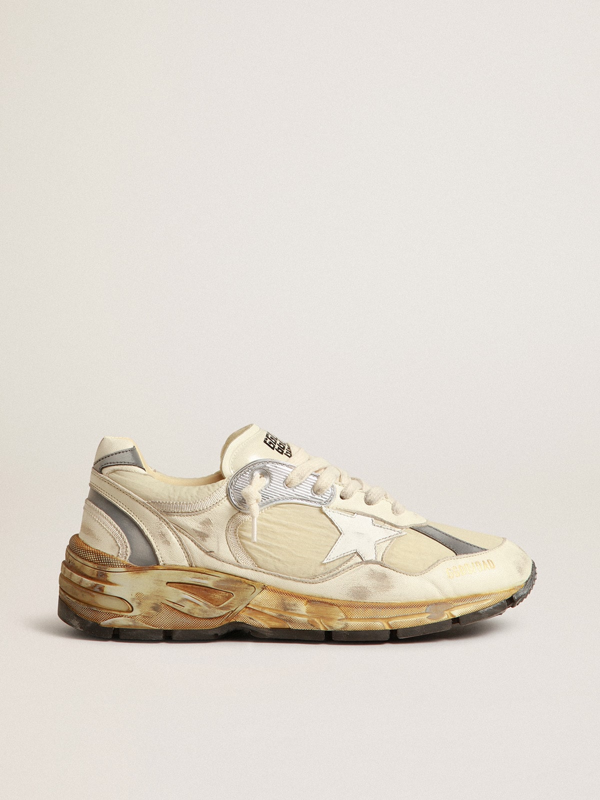 Men's Dad-Star in beige nappa and nylon with white leather star| Golden Goose