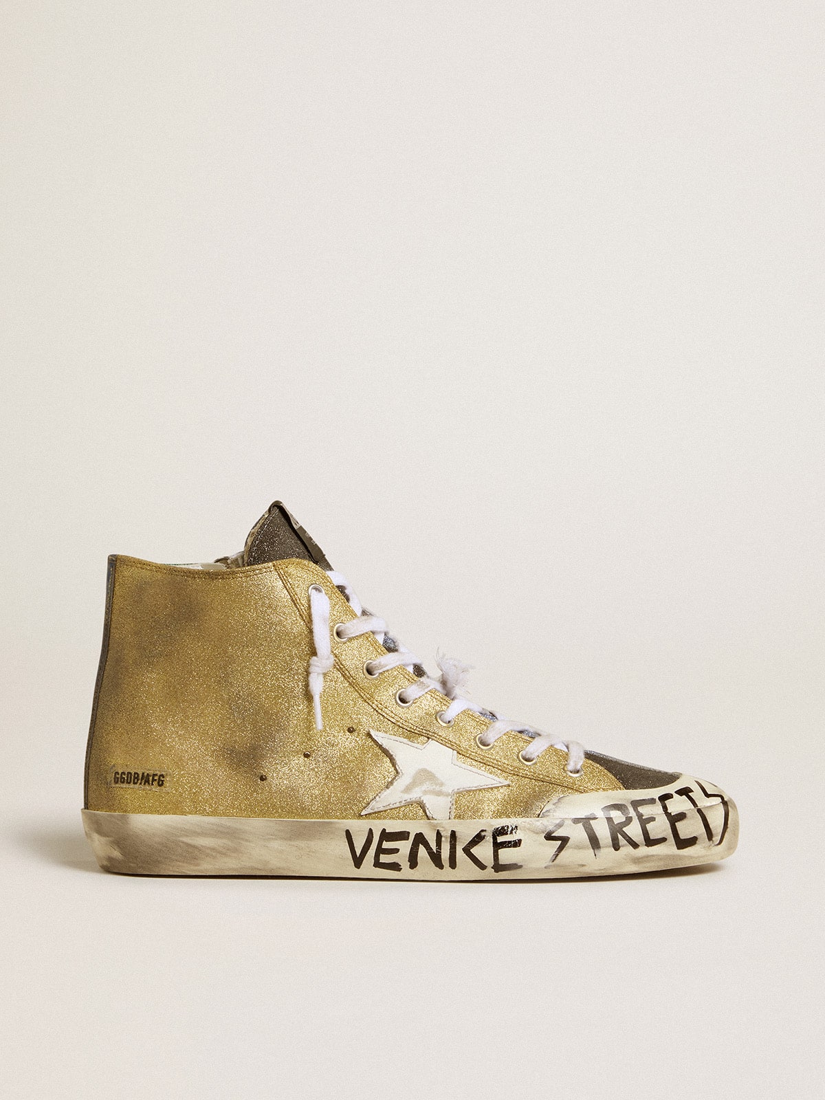 Men's Francy LAB in golden glitter with white leather star| Golden Goose