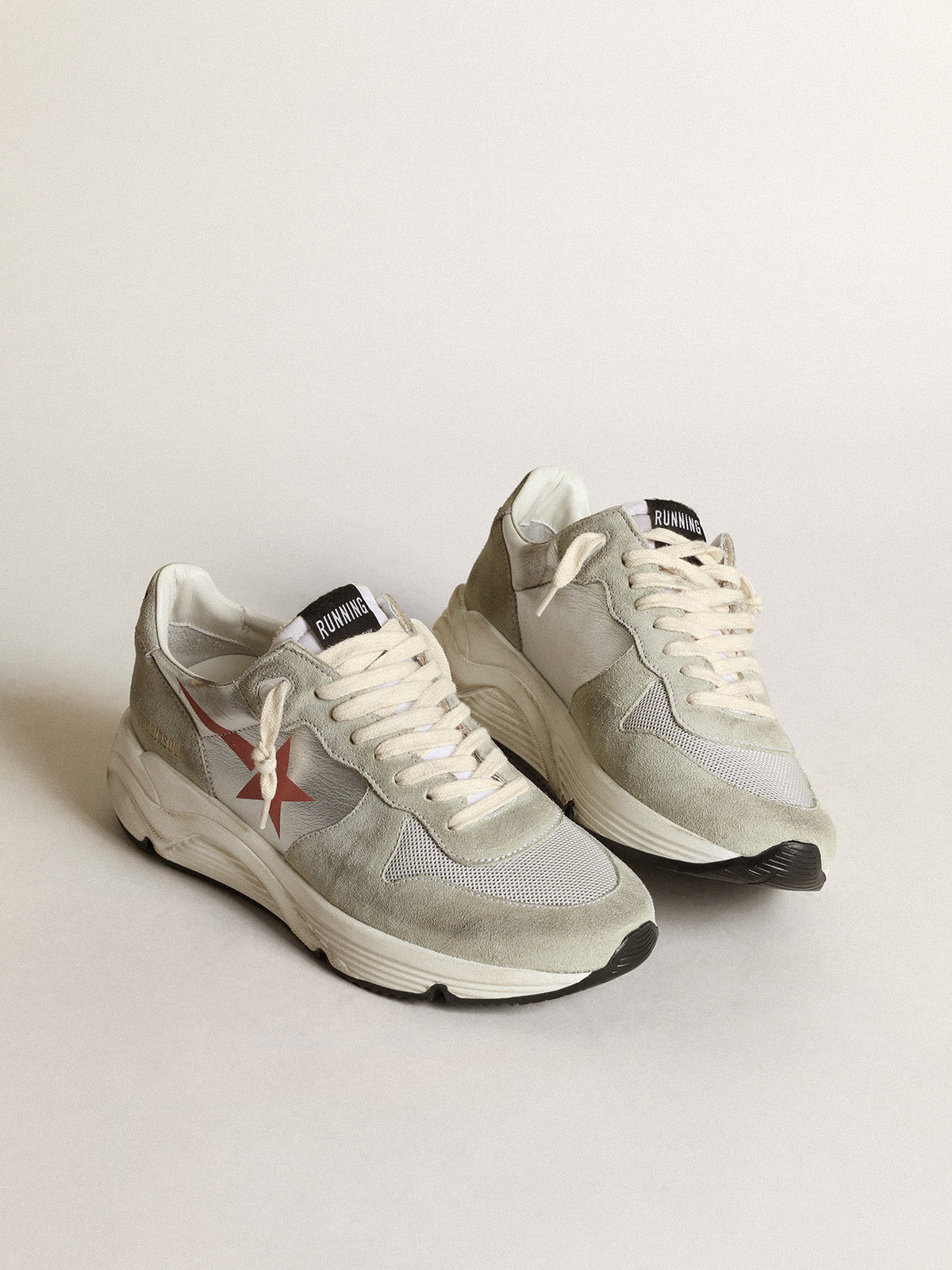 Women's Running Sole in silver leather with ice-gray inserts| Golden Goose