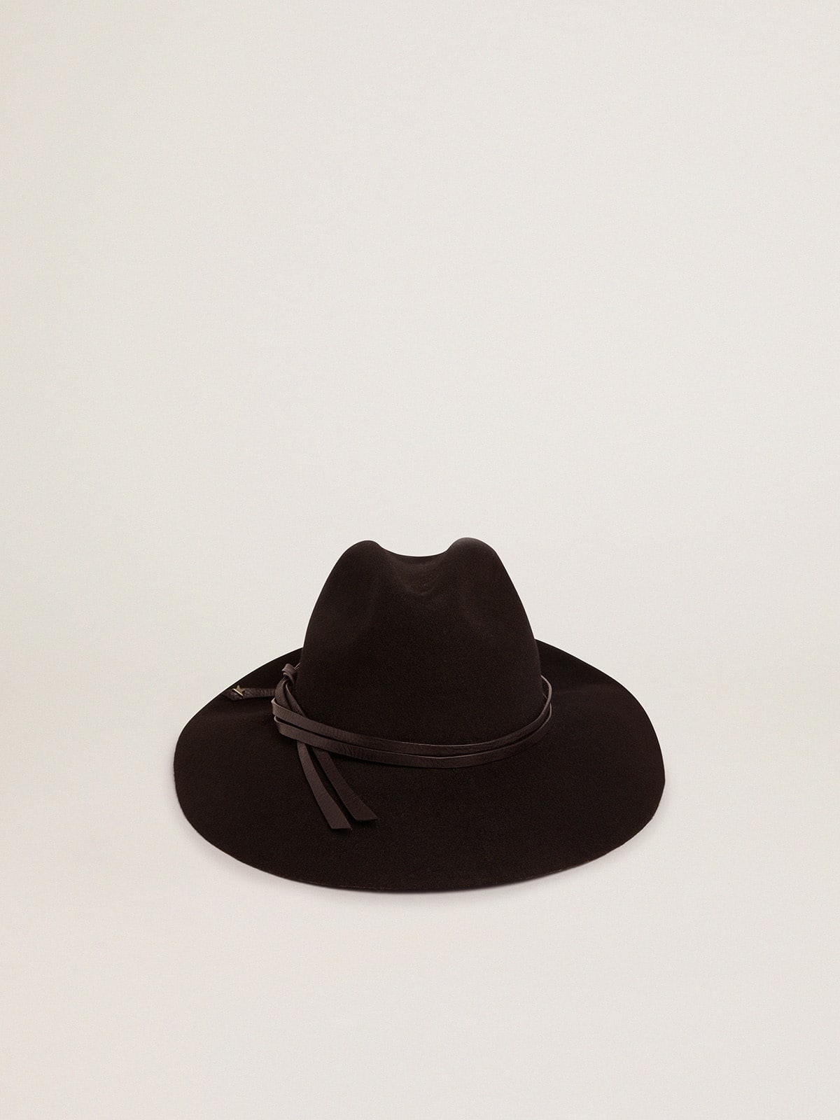 Women's black Fedora hat with strap| Golden Goose