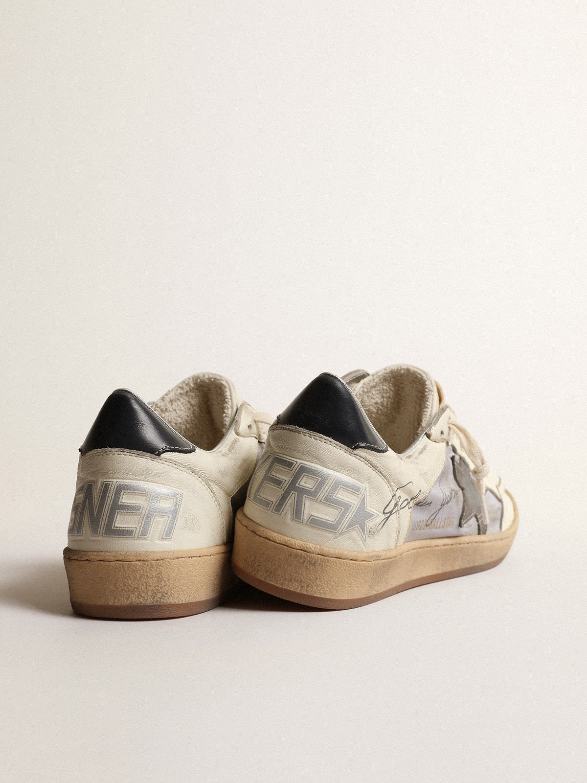 Ball Star in nappa and reflective nylon with dark gray suede star| Golden Goose