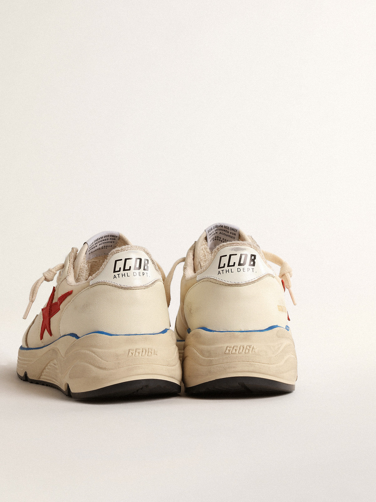 Women's Running Sole LTD in beige nylon with red leather star| Golden Goose