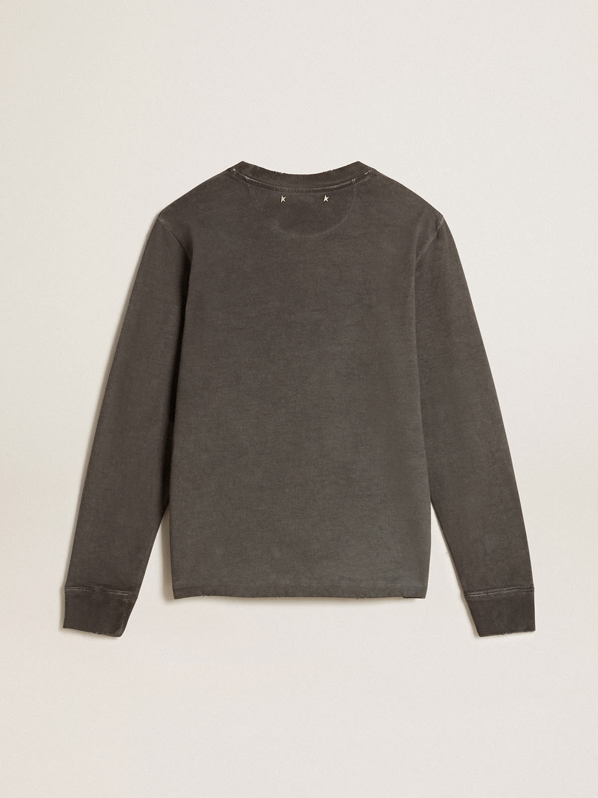 Anthracite cotton T-shirt with print on the front| Golden Goose