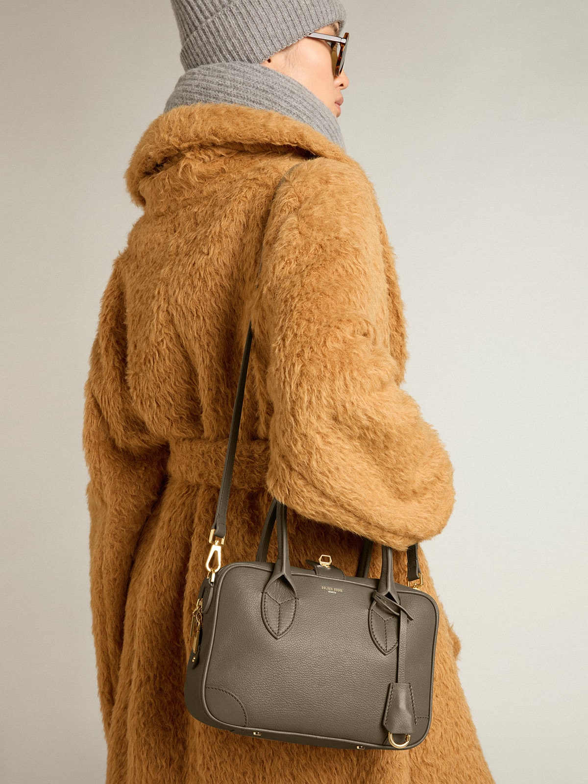 Vita Bag in sage-green sheepskin leather with gold details| Golden Goose