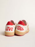 Men's Ball Star  Wishes in white leather with a red star and heel tab| Golden Goose