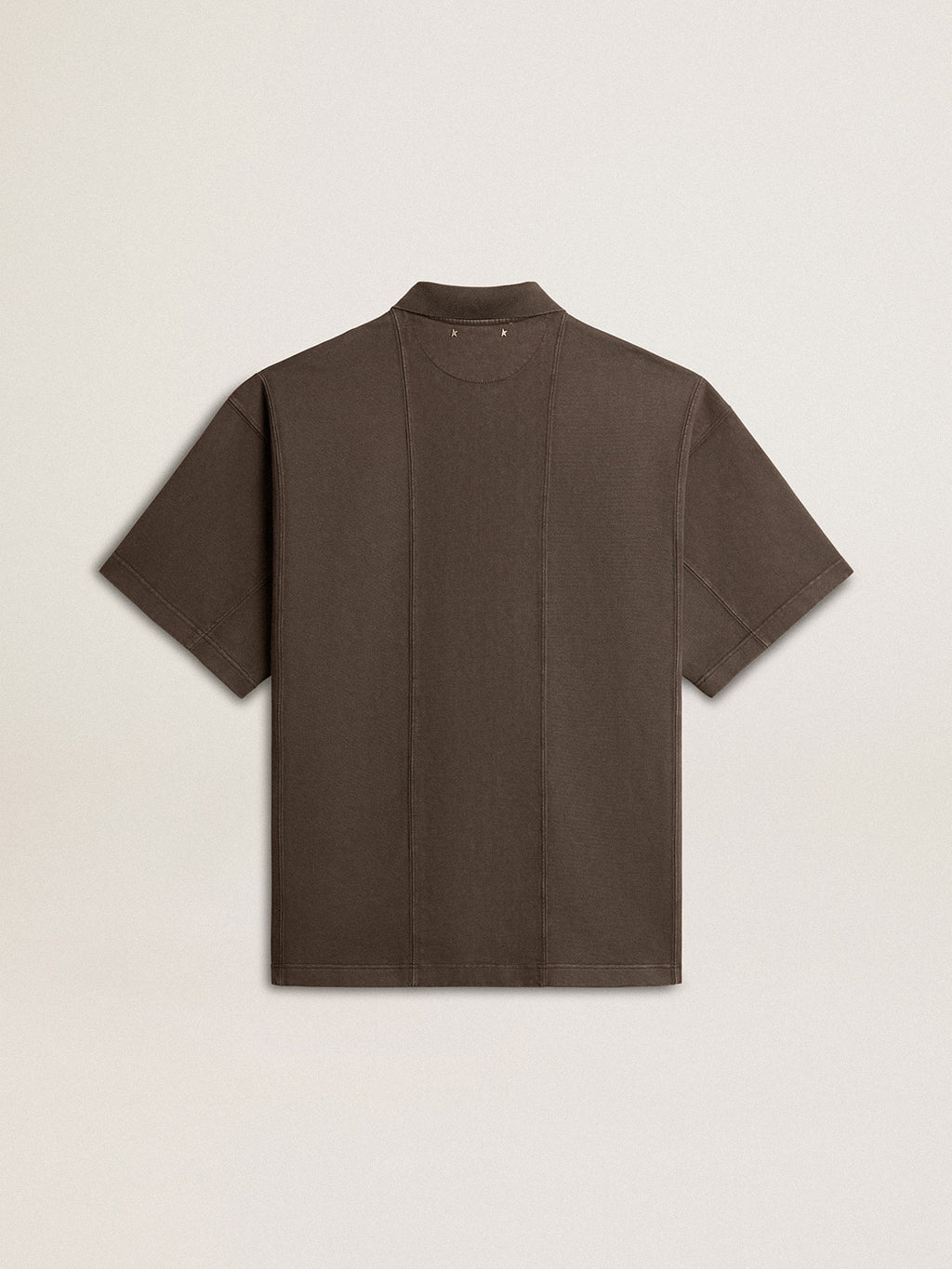 Men's cotton polo shirt in anthracite gray with embroidery| Golden Goose