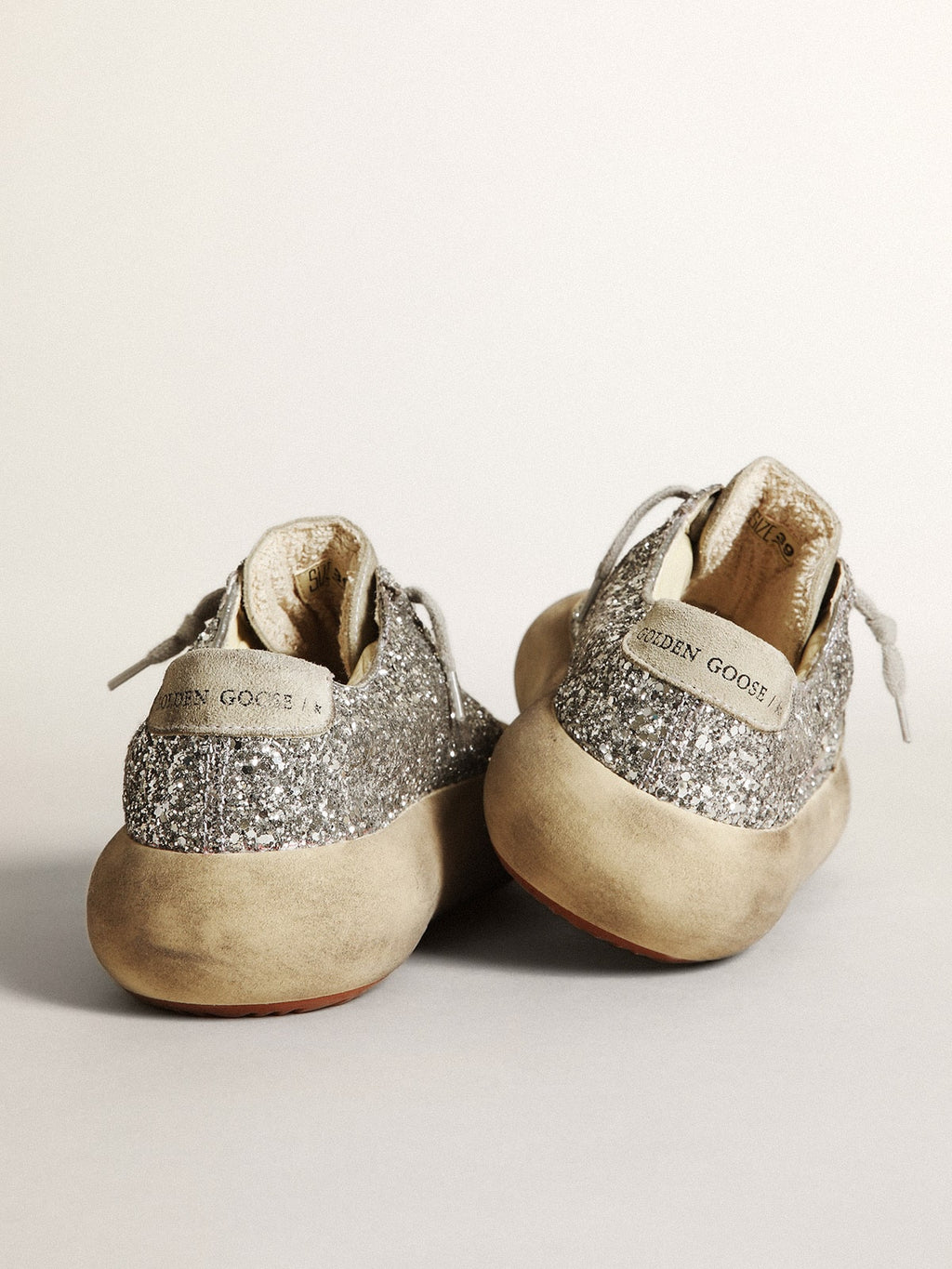 Women's Space-Star in silver glitter with ice-gray star| Golden Goose