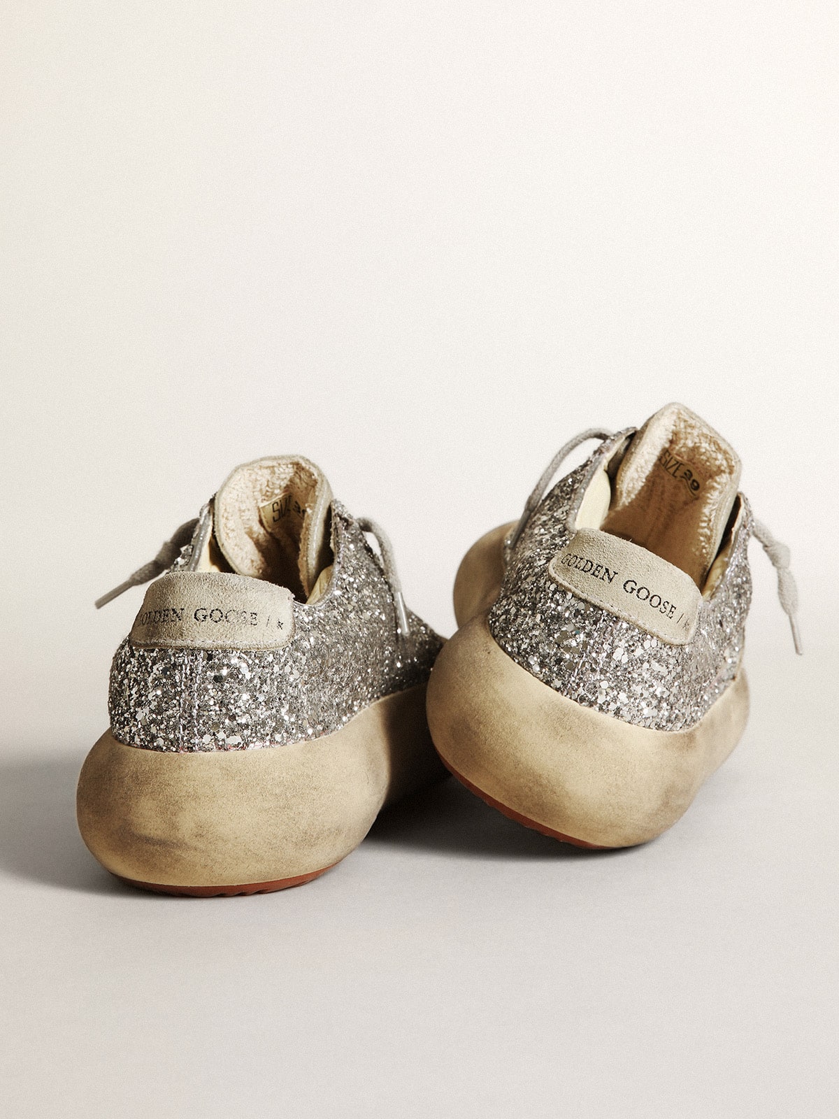 Women's Space-Star in silver glitter with ice-gray star| Golden Goose