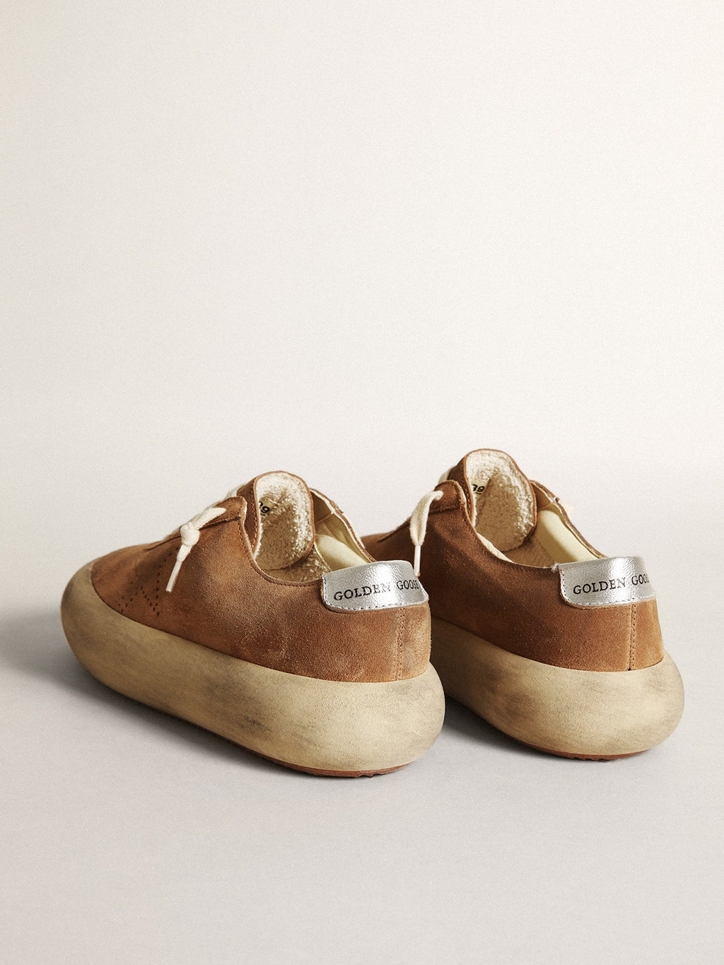 Women's Space-Star in tobacco-colored suede with perforated star| Golden Goose
