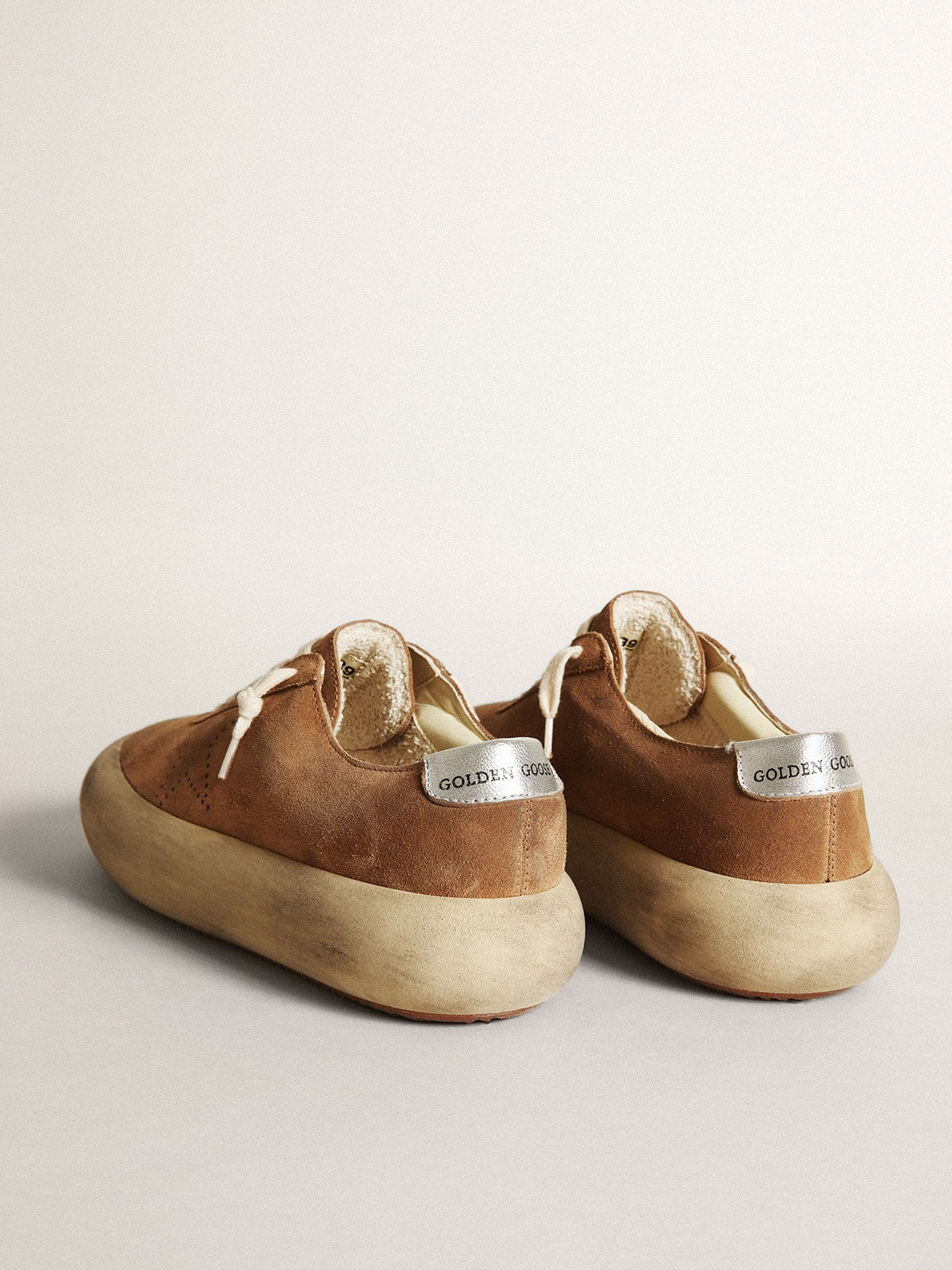 Women's Space-Star in tobacco-colored suede with perforated star| Golden Goose
