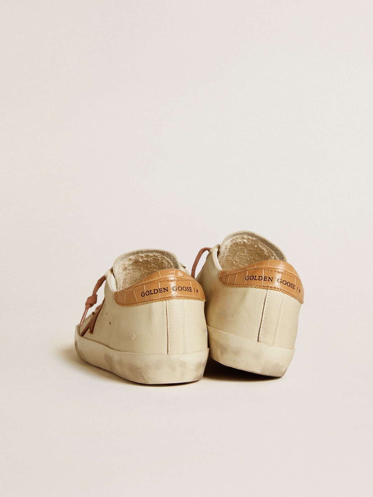 Women's Super-Star with leather star and crocodile-print leather heel tab| Golden Goose