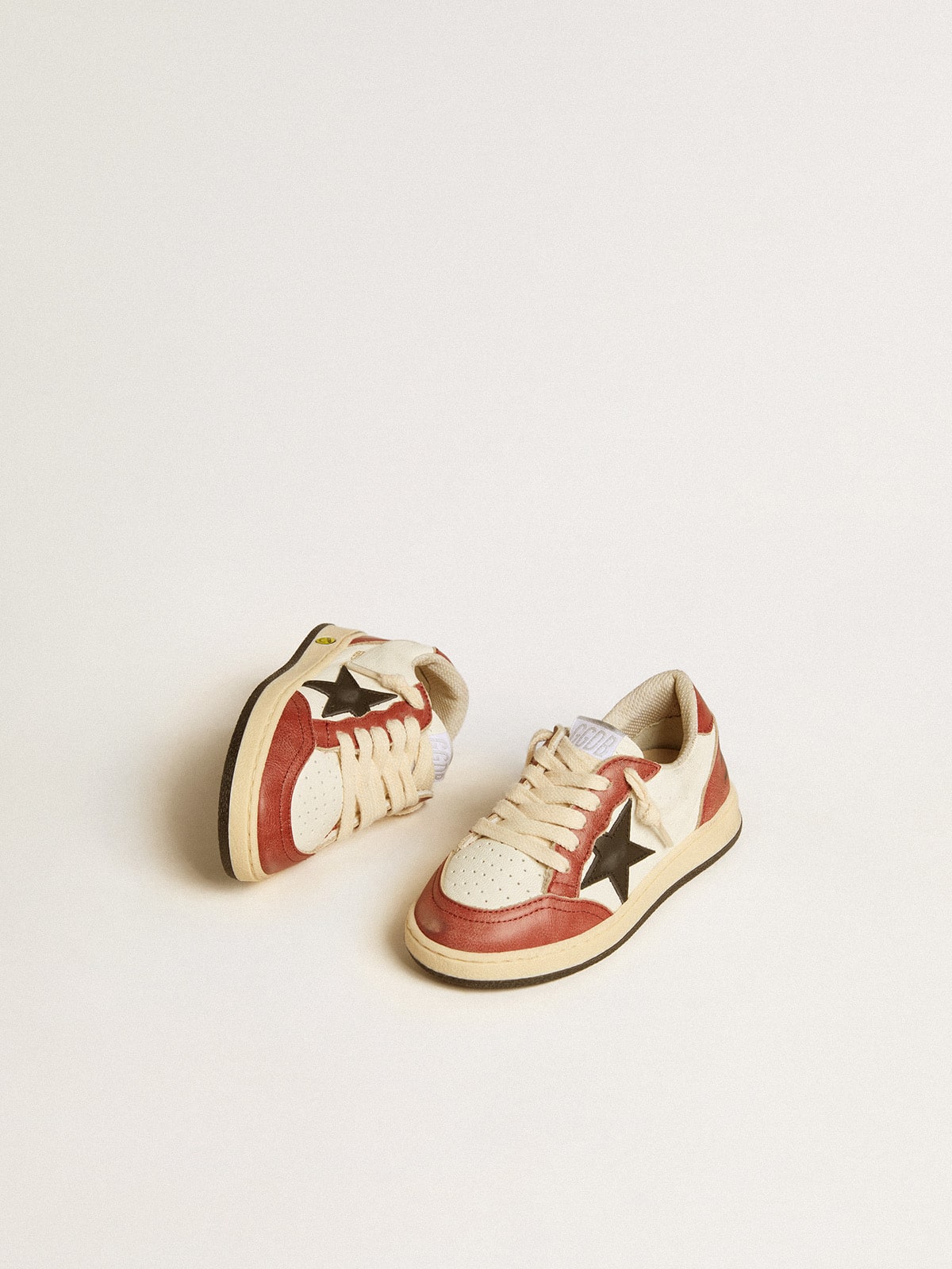 Ball Star Junior in nappa with black star and red leather inserts| Golden Goose