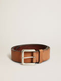 Belt in tan-colored washed leather| Golden Goose