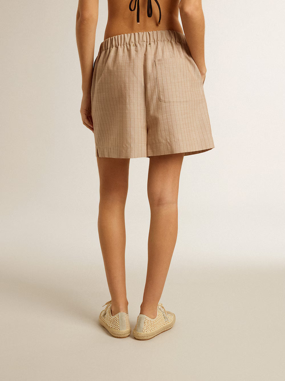 Dark beige shorts with back pocket| Golden Goose