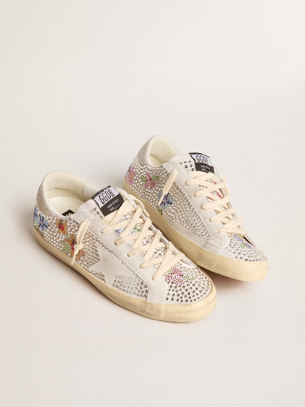 Super-Star LTD in Swarovski crystals with suede star and heel tab| Golden Goose