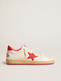 Men's Ball Star  Wishes in white leather with a red star and heel tab| Golden Goose
