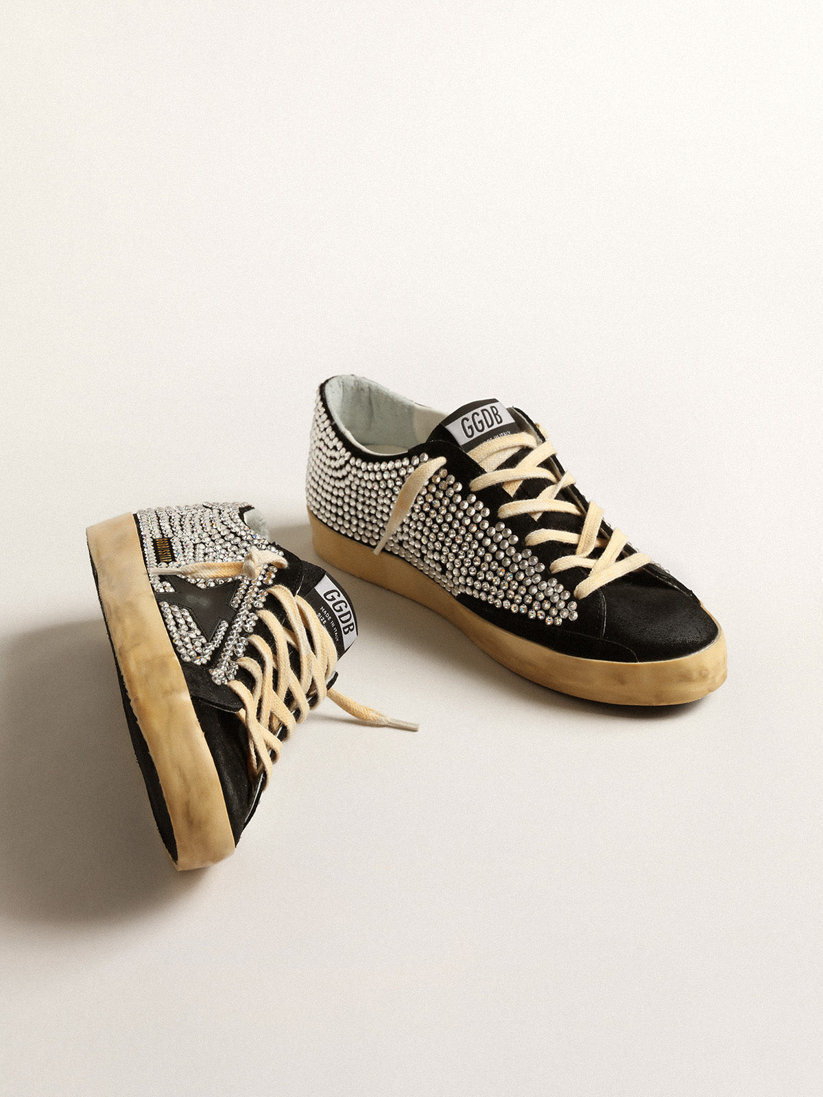 Super-Star LTD with Swarovski crystals and black leather star| Golden Goose