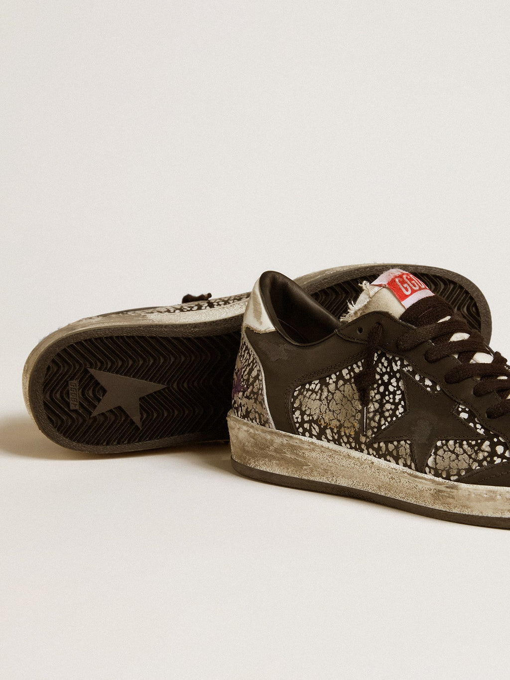 Women's Ball Star in elephant-print leather with black leather star| Golden Goose