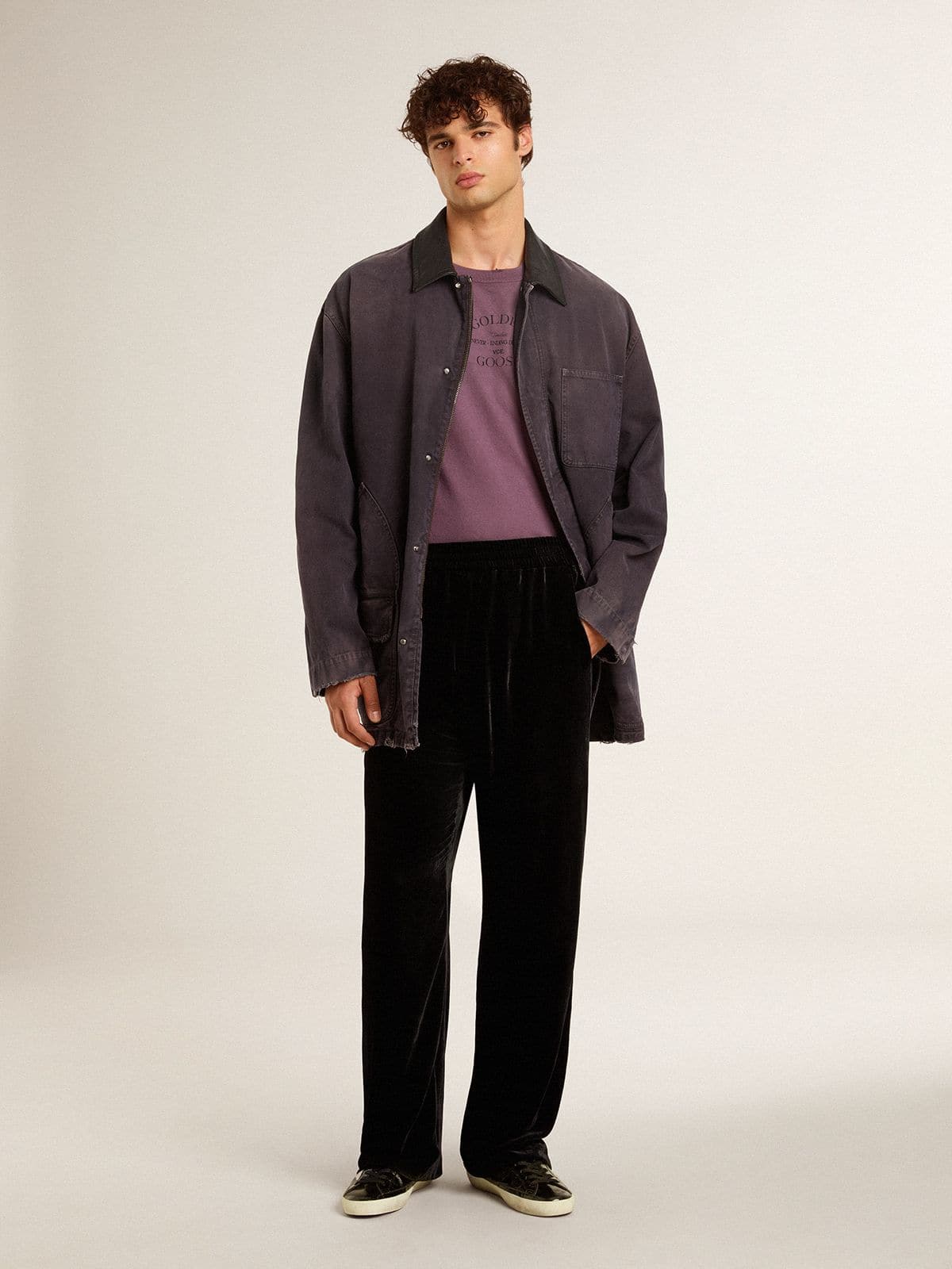 Men's Super-Star LTD in black patent leather with suede star and heel tab| Golden Goose