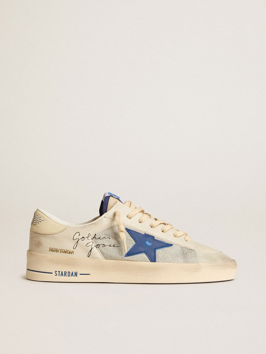Stardan in nylon with blue leather star and ivory leather heel tab| Golden Goose