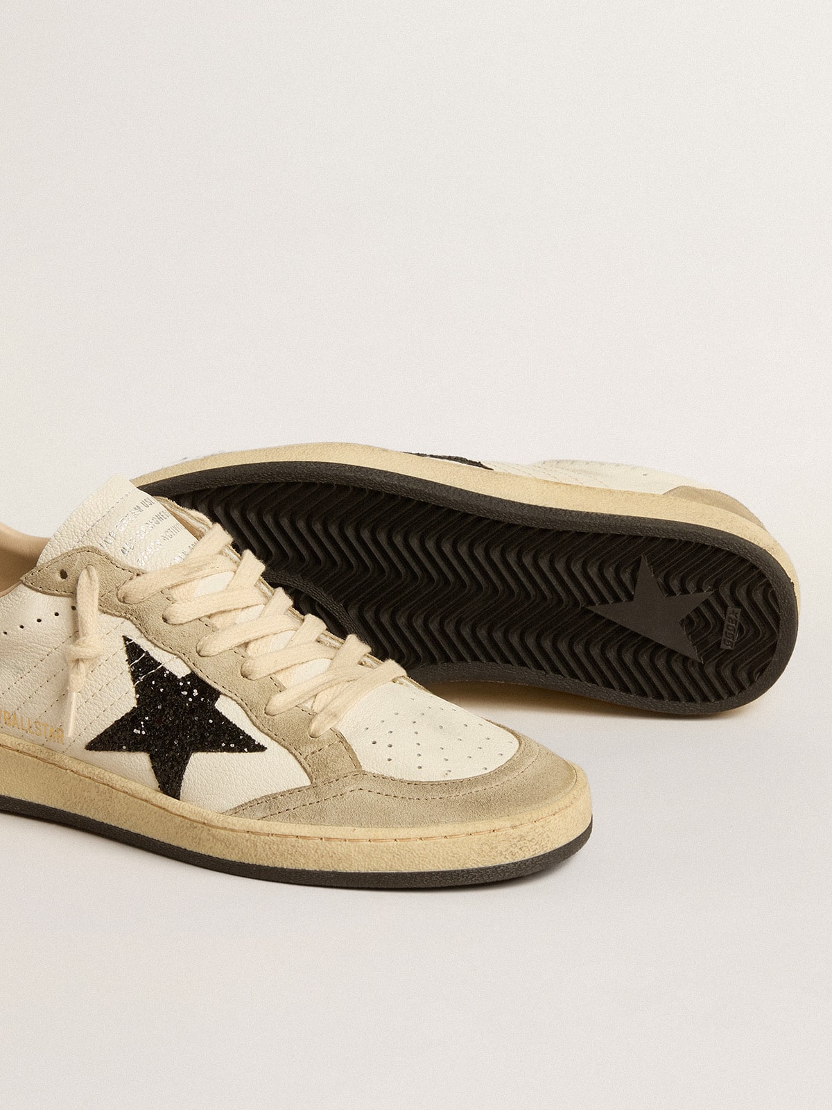 Ball Star in nappa and suede with black glitter star and heel tab| Golden Goose