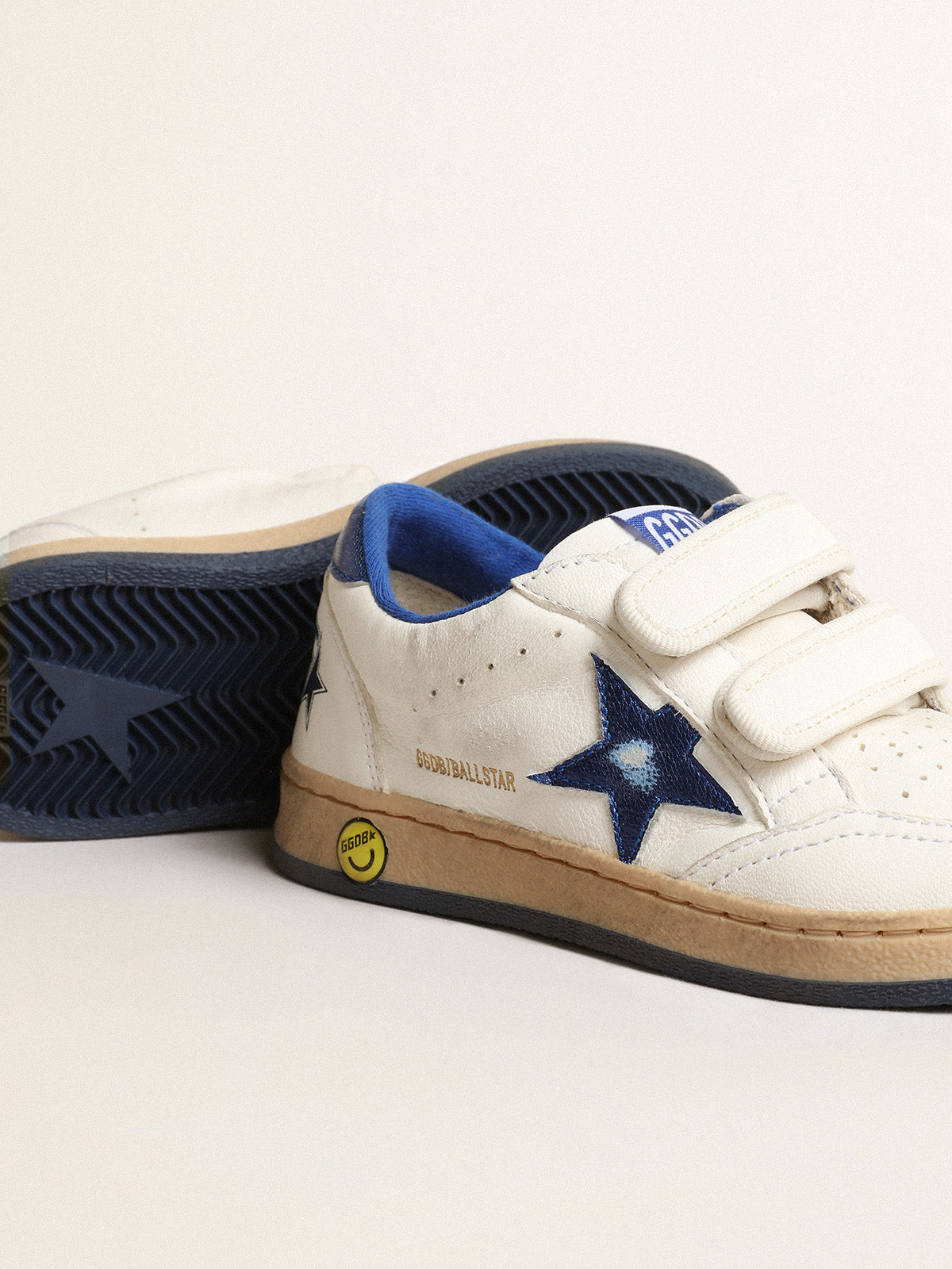 Ball Star Young with blue metallic leather star and heel tab| Golden Goose
