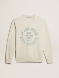 Aged white cotton sweatshirt| Golden Goose