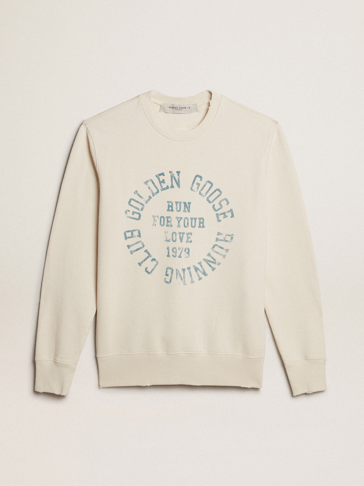 Aged white cotton sweatshirt| Golden Goose